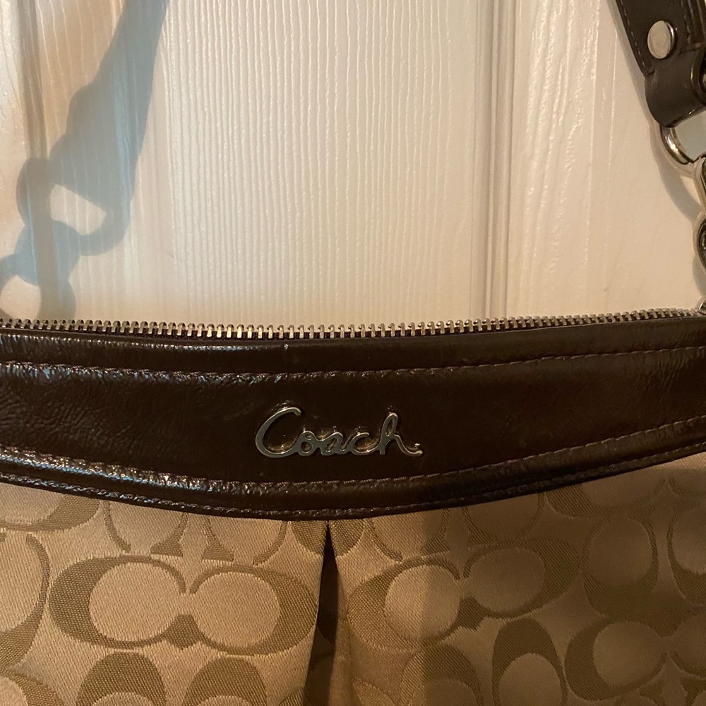 Tan Coach purse